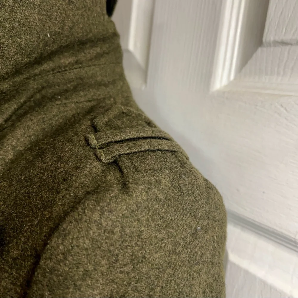 Old Navy Wms‎ Wool Blend Moss Green Military Crop Lined Retro Preppy Jacket S